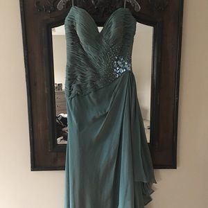 Teal silk gown